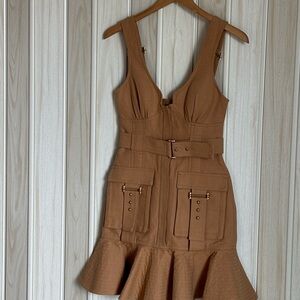 Acler Tan Ruffled Tiered Mini Dress